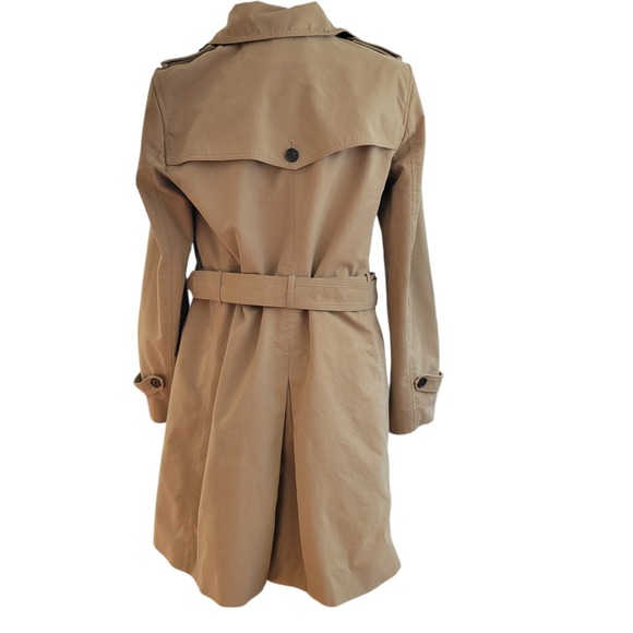 LOFT Womens Double Breasted Trench Coat Size 8 Khaki Lined Belted Timeless - Picture 3 of 16